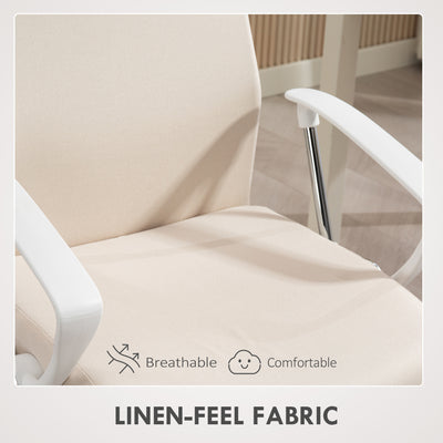 HOMCOM Fabric High Back Office Chair - Cream White 