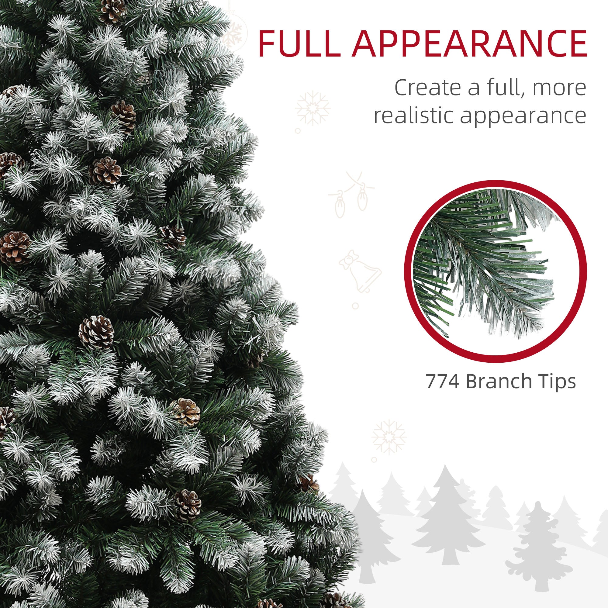 HOMCOM 6ft Snow-Dipped Artificial Pine Christmas Tree 