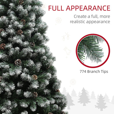 HOMCOM 6ft Snow-Dipped Artificial Pine Christmas Tree 