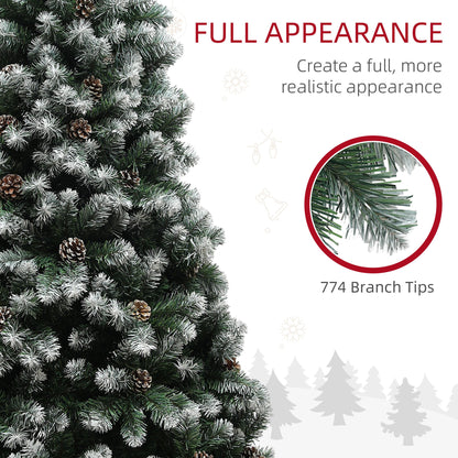 HOMCOM 6ft Snow-Dipped Artificial Pine Christmas Tree 