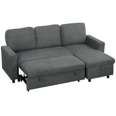 HOMCOM L Sofa Bed, with Storage - Charcoal Grey 