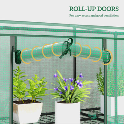 Outsunny 46 x 215cm Nine-Shelf Greenhouse - Green 