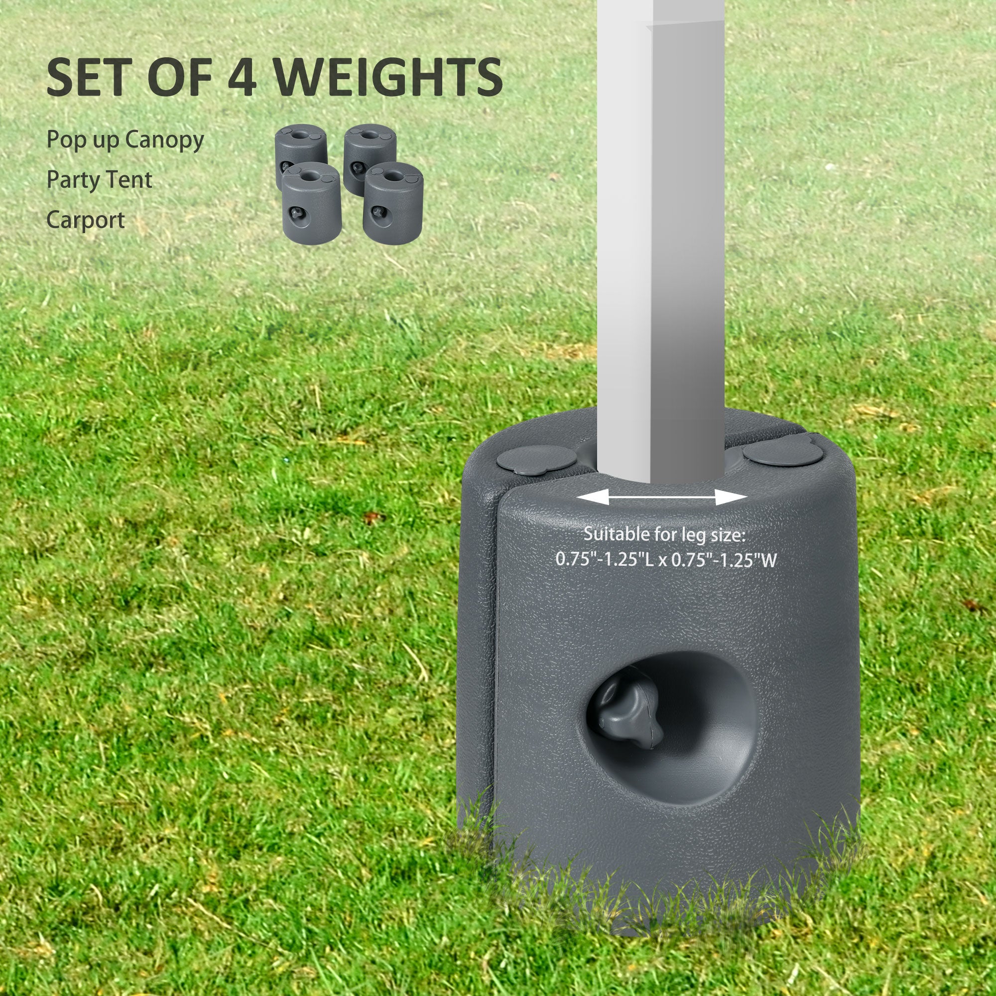 Outsunny HDPE Tent Weights Set of 4, Canopy Weights, Fill with Water or Sand, 48KG 