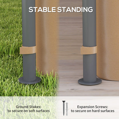 Outsunny 3 x 3 m Garden Gazebo, Double Roof Metal Gazebo with Curtains and Solar-Powered LED Lights, Outdoor Gazebo Canopy Shelter for Patio, Deck, Brown