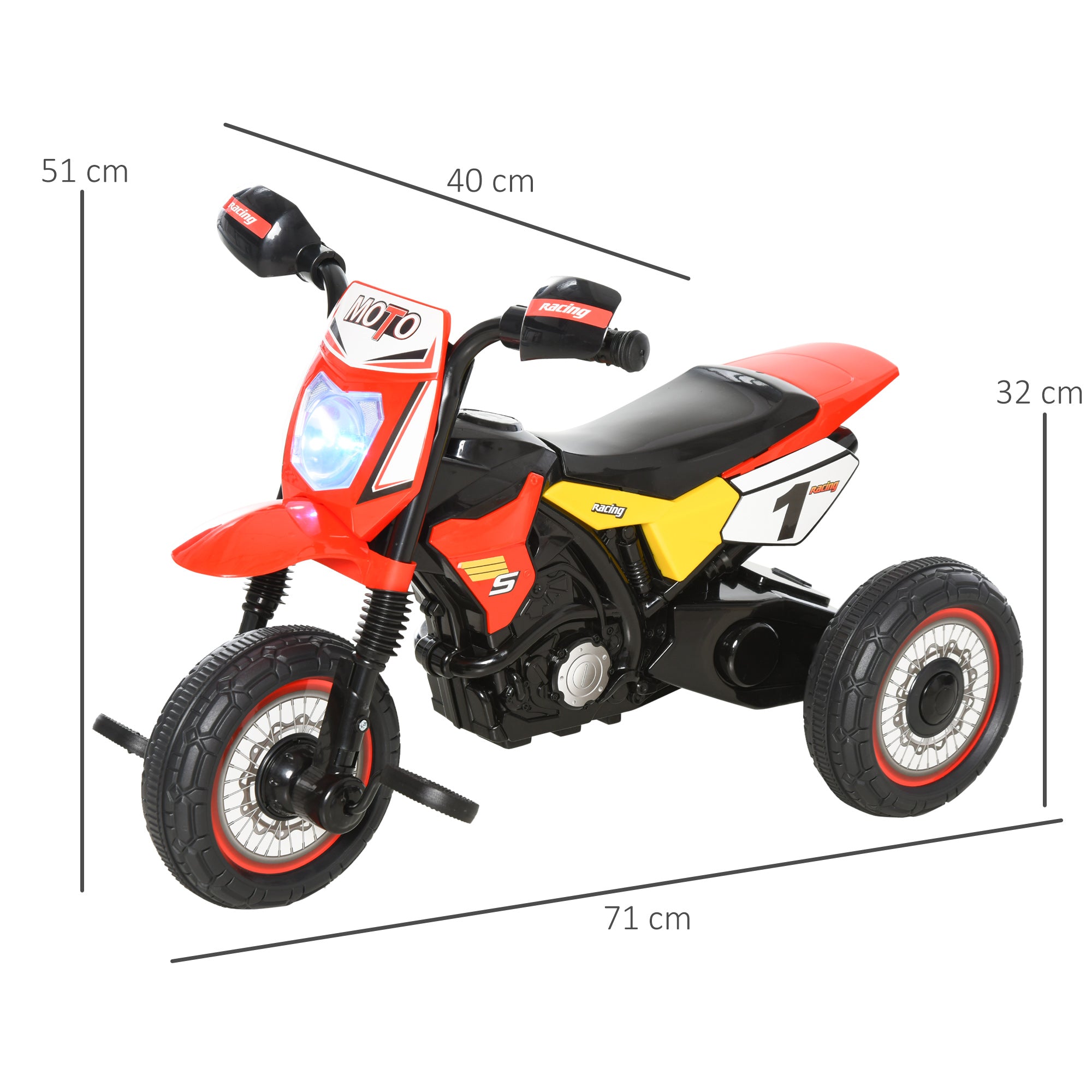 HOMCOM Toddler Pedal Motorcycle Kids Ride On Tricycle Early Learning w/ Music Lights Handlebar Stickers Exercise Boys Girls Gift for Kids 18 - 36 Months Red 