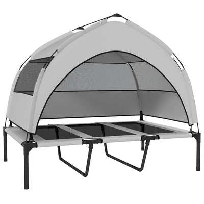 PawHut Portable Elevated Dog Bed with Removable Canopy, Cooling Raised Pet Cot for Large Dogs, 106 x 76 x 94 cm 