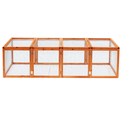PawHut Wooden Rabbit Hutch Cage 6ft with Wire Mesh, Openable Roof, Play Space for Outdoor, Natural Wood Finish 