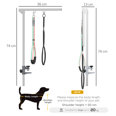 PawHut Adjustable Pet Grooming Arm, with Clamp, Haunch Holders & Grooming Loop - Sliver-Tone 