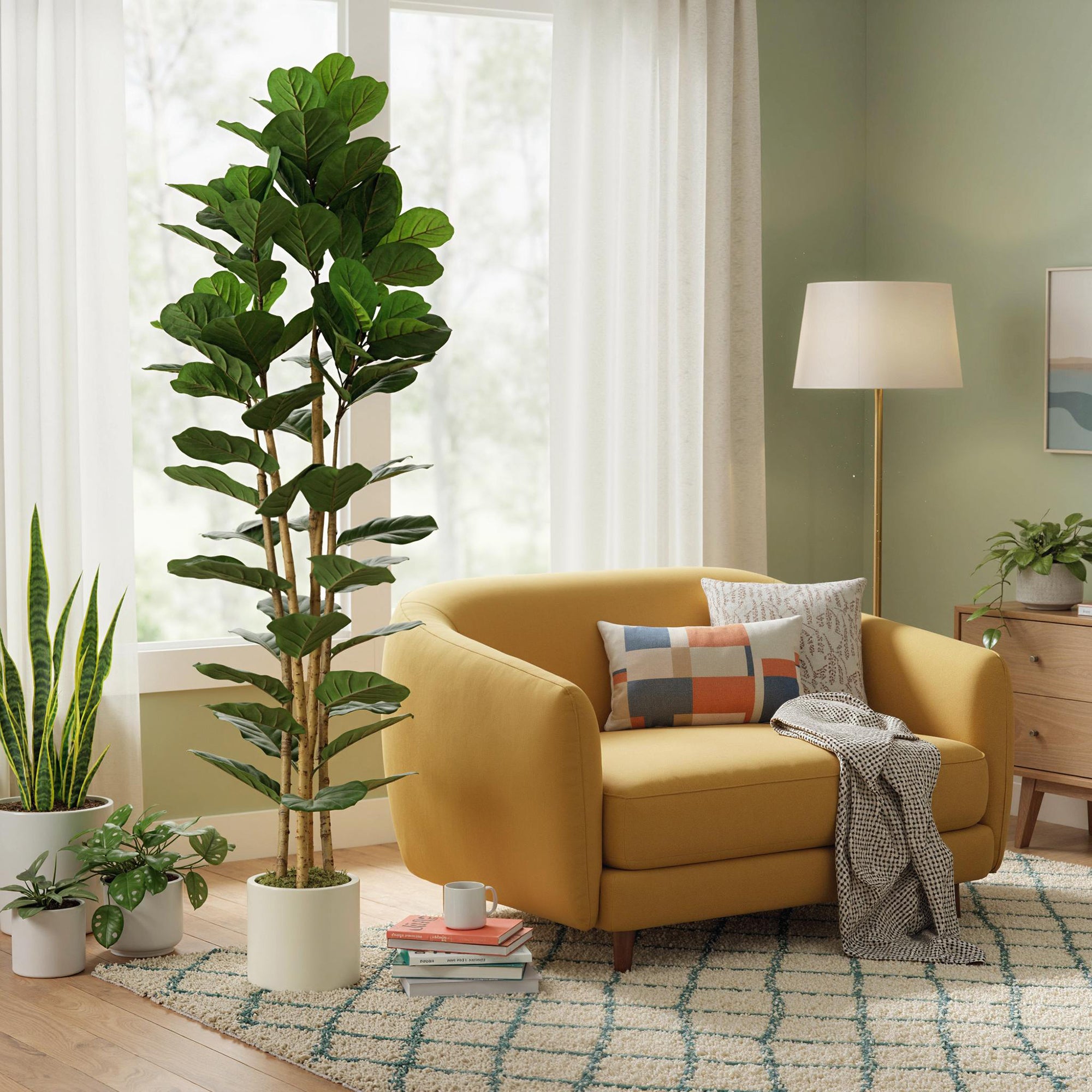 HOMCOM 180cm Artificial Fiddle Leaf Fig Tree - Green 