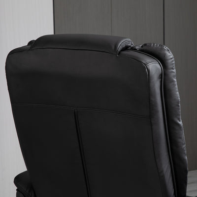 HOMCOM Manual Recliner and Footrest Set PU Leather Leisure Lounge Chair Armchair with Swivel Wood Base, Black 