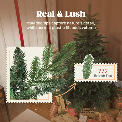 HOMCOM 5ft Artificial Christmas Tree with Realistic Branches, Easy Assembly - Green 