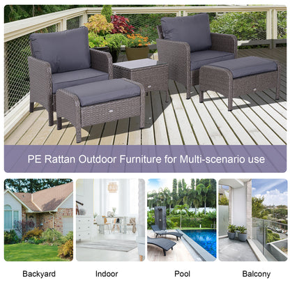 Outsunny 2-Seater Rattan Furniture Set, Steel Frame-Grey 