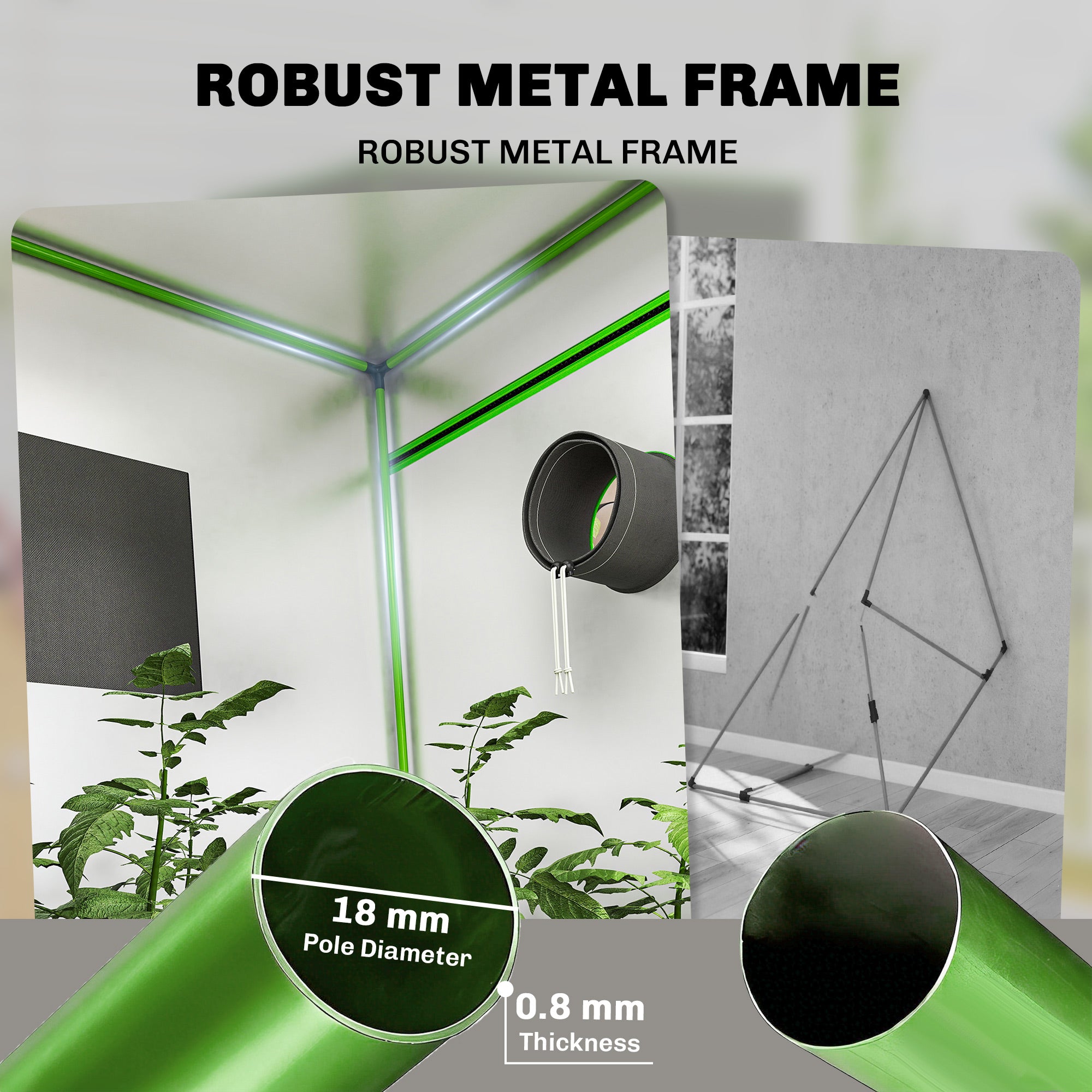 Outsunny Grow Tent 120 x 120 x 200 cm, Reflective Mylar Hydroponic Growing Tent with 600D Oxford Fabric, Observation Window, Vent, Zipper Door for Indoor Plant Growing, Black 
