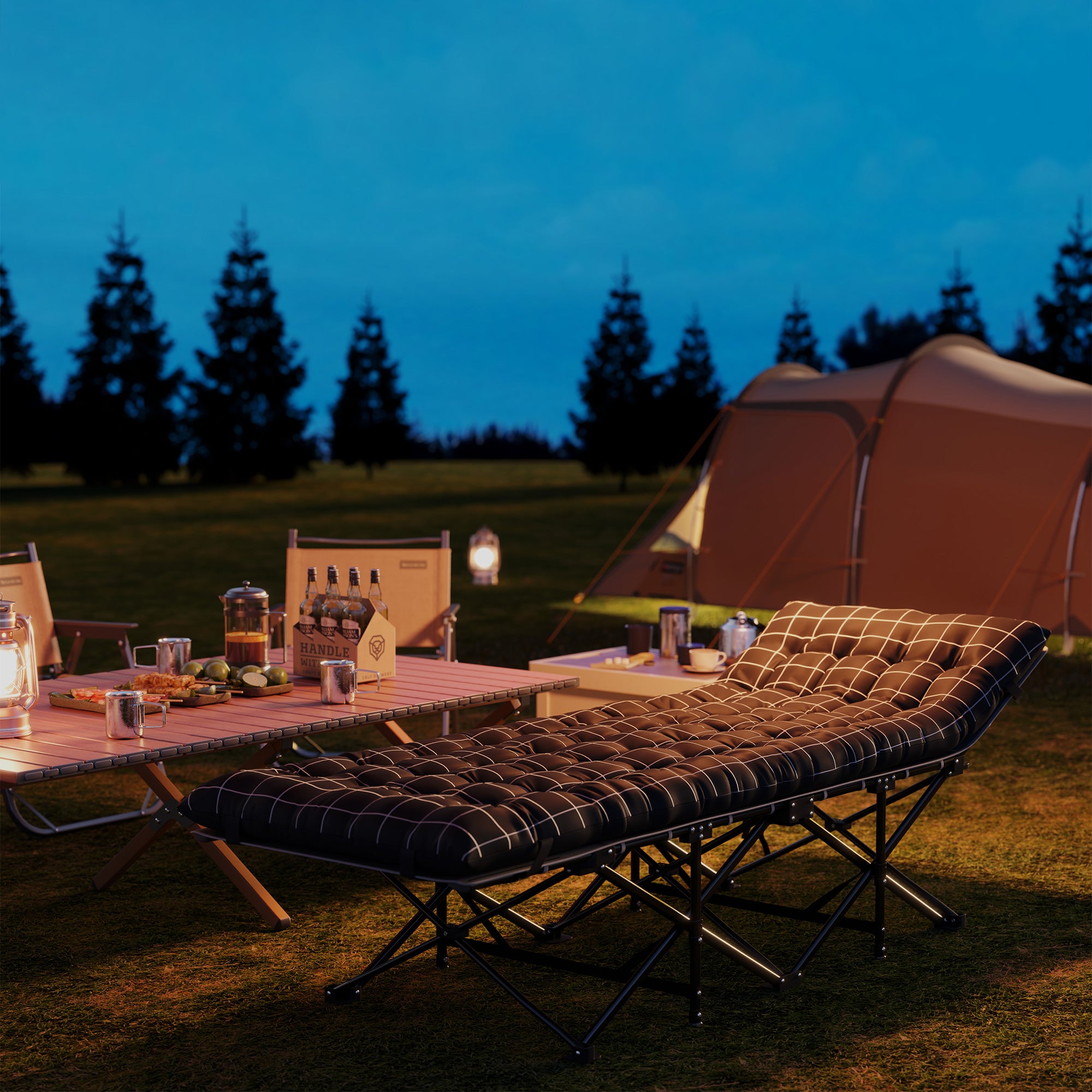 Outsunny 67cm Wide Folding Bed, Camping Cot for Adults with Mattress, Storage Pocket, Carry Bag, Max Load 150kg, Black 