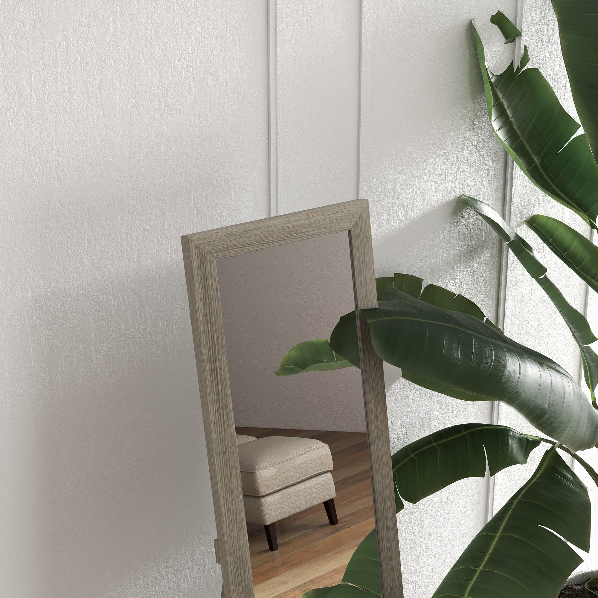 HOMCOM Full Length Mirror, 37 x 157 cm, Hanging or Freestanding, Rectangular Full Body Mirror for Living Room, Bedroom, Grey 