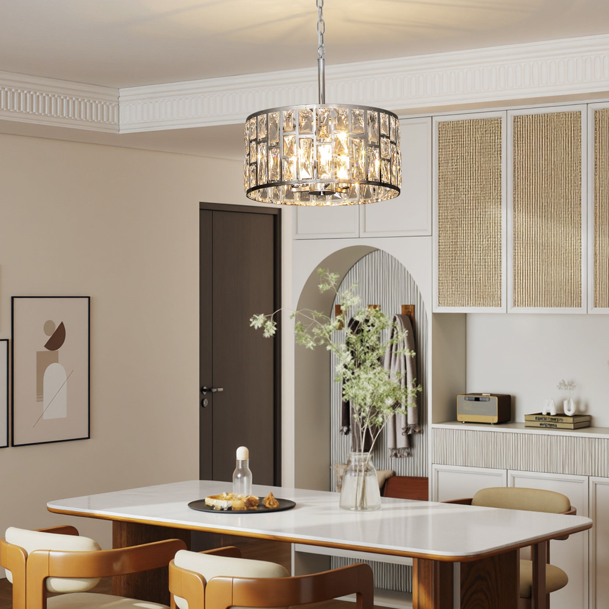 HOMCOM 72 Glass Crystallite Chandelier - Silver-Tone 