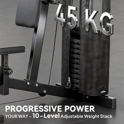 SPORTNOW Multi Gym with Adjustable Seat and Back, All in One Home Gym Machine with 45kg Weight Stack for Full Body Strength Training 