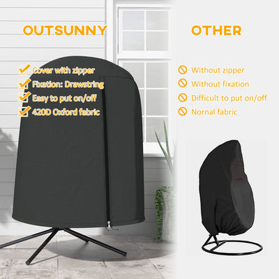Outsunny 190 x Φ128cm Hanging Egg Chair Furniture Cover - Black 