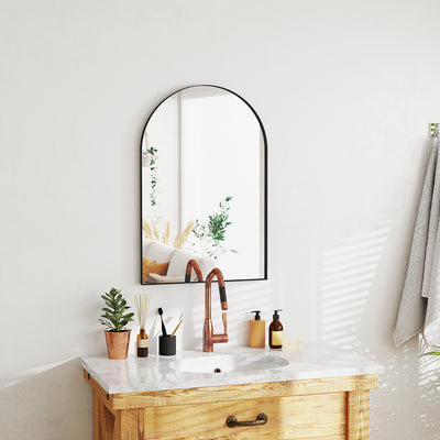 HOMCOM 60 x 90cm Arched Home Mirror - Black 