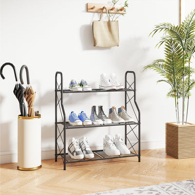 Outsunny 3-Tier Metal Plant Stand, Heavy Duty Ladder Shelf Potted Plants Display Rack, Indoor Outdoor Flower Pot Holder 