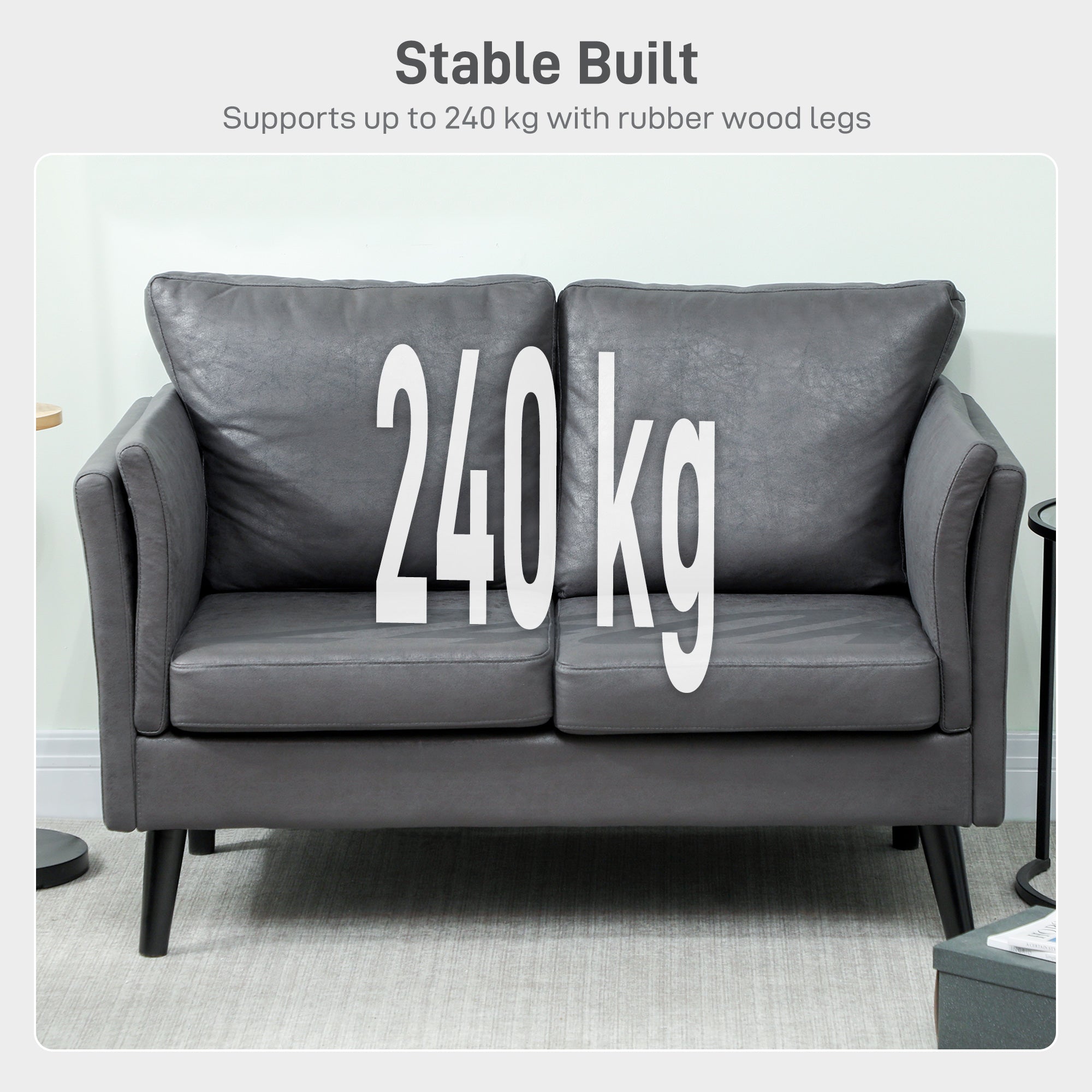 HOMCOM Two-Seater Leathaire Sofa - Grey