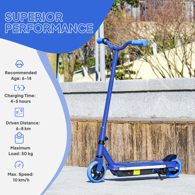 AIYAPLAY Electric Scooter for Ages 6-14, with Colourful Light and Electric Brake, Electric Scooter E Scooter, Up to 10 KM/H & 8 KM, Blue 