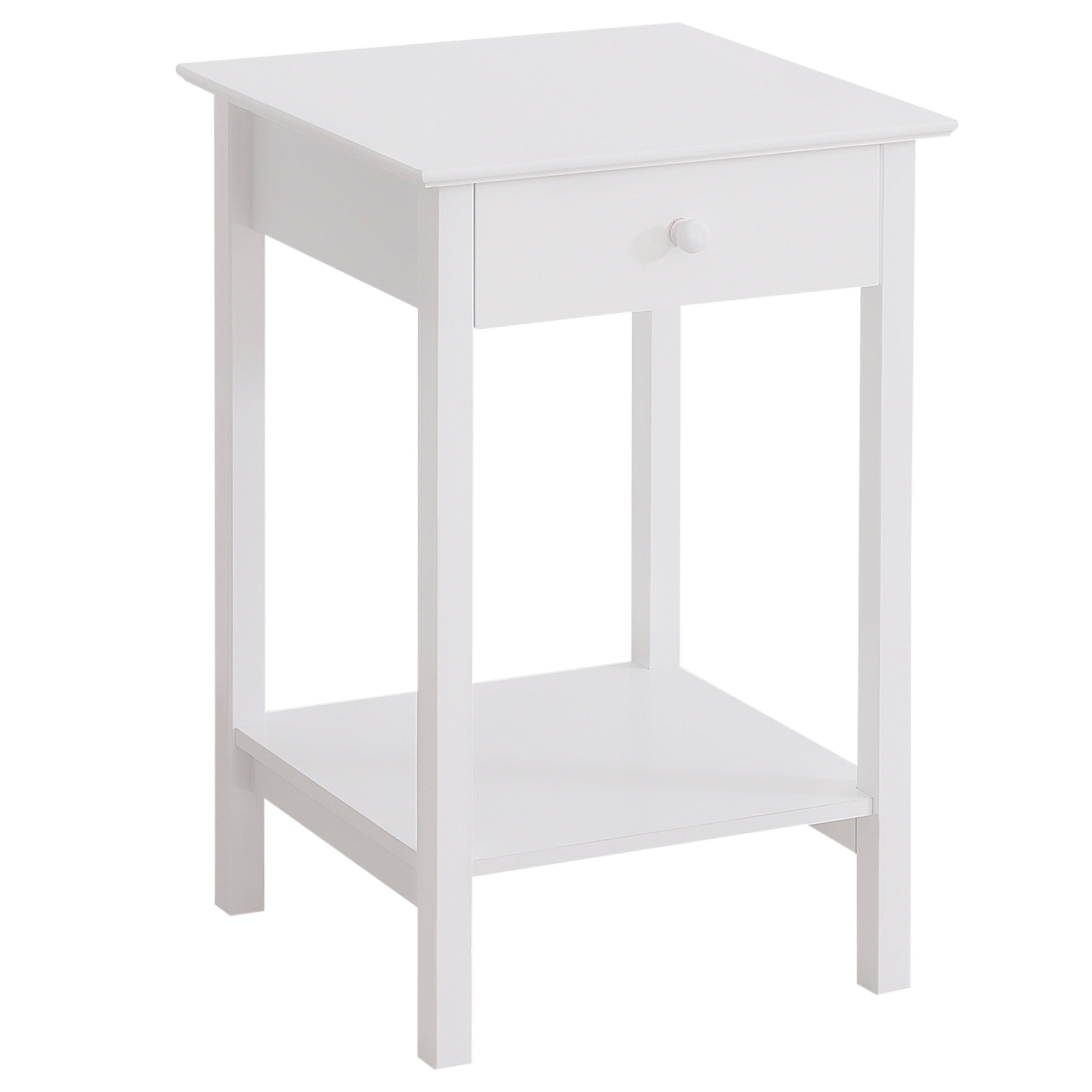 HOMCOM White Bedside Table, Wooden Side Table, Nightstand, Bedside Cabinet with Drawer and Storage Shelf for Bedroom and Living Room 