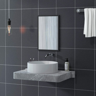 HOMCOM Wall Bathroom Mirror, 60 x 40 cm Wall-Mounted Mirror for Living Room, Bedroom, Hallway, Black 