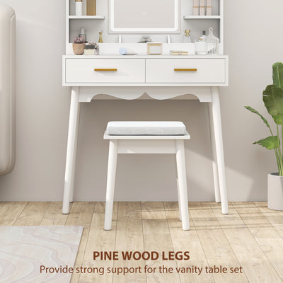HOMCOM Elegant Dressing Table, with LED Mirror - White 