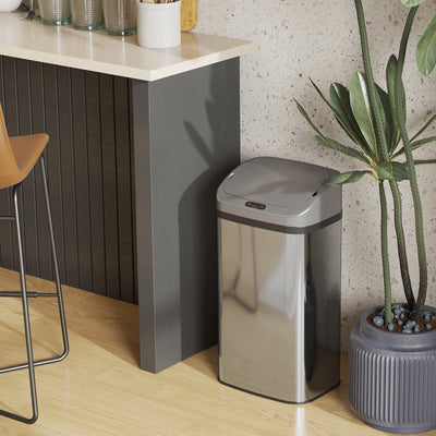 HOMCOM 48L Stainless Steel Sensor Bin - Silver-Tone 