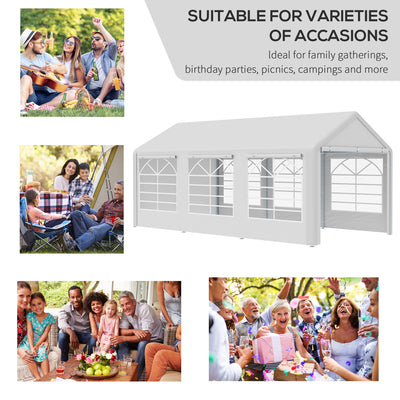 Outsunny 6 x 3(m) Garden Gazebo Marquee Party Tent Wedding Portable Garage Carport shelter Car Canopy Outdoor Heavy Duty Steel Frame Waterproof Rot Resistant 