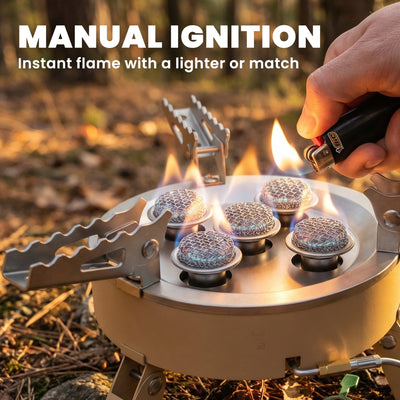 Outsunny 7000W Camping Stove with Piezo Ignition, High Power Gas Stove with 50kg Capacity and Carry Bag for Outdoor Hiking Khaki 