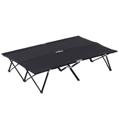 Outsunny Double Camping Cot Bed, with Bag - Black 