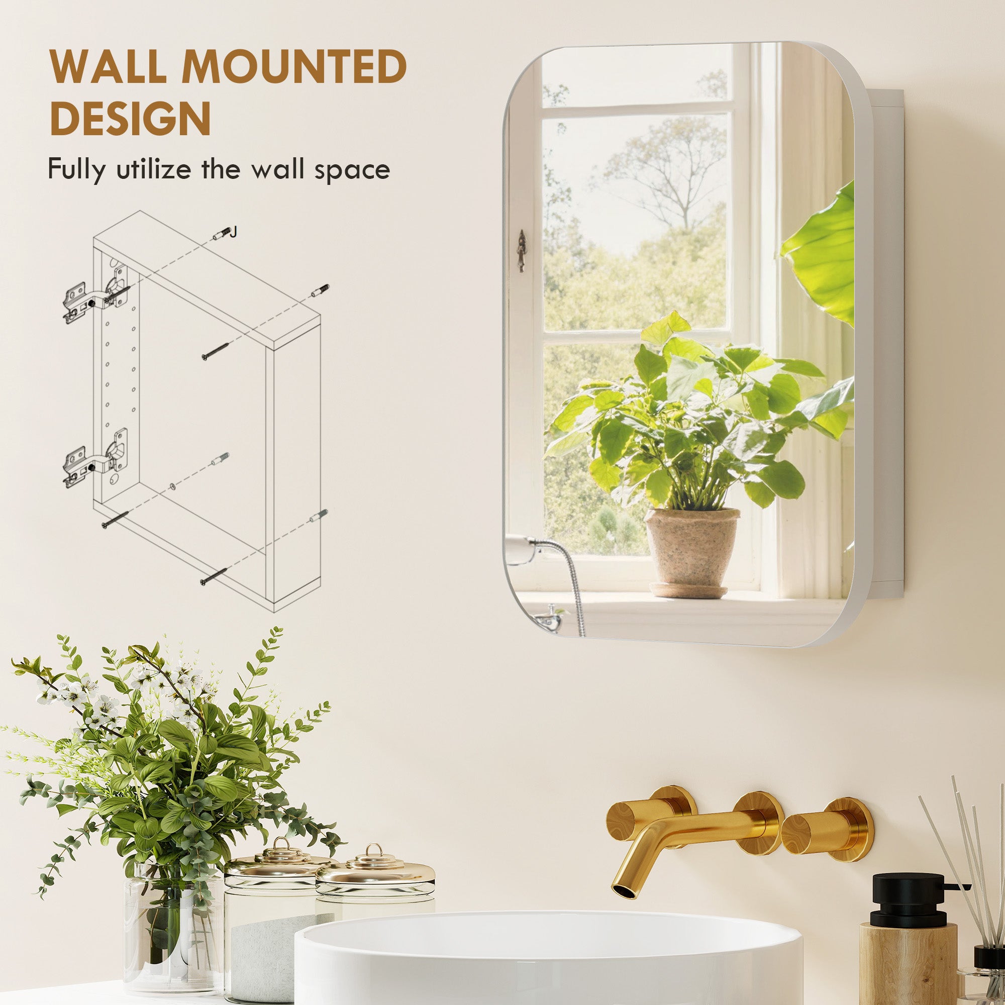 HOMCOM Bathroom Medicine Cabinet with Mirror, Bathroom Wall Cabinet with Adjustable Shelves, Soft Close Hinges, White 