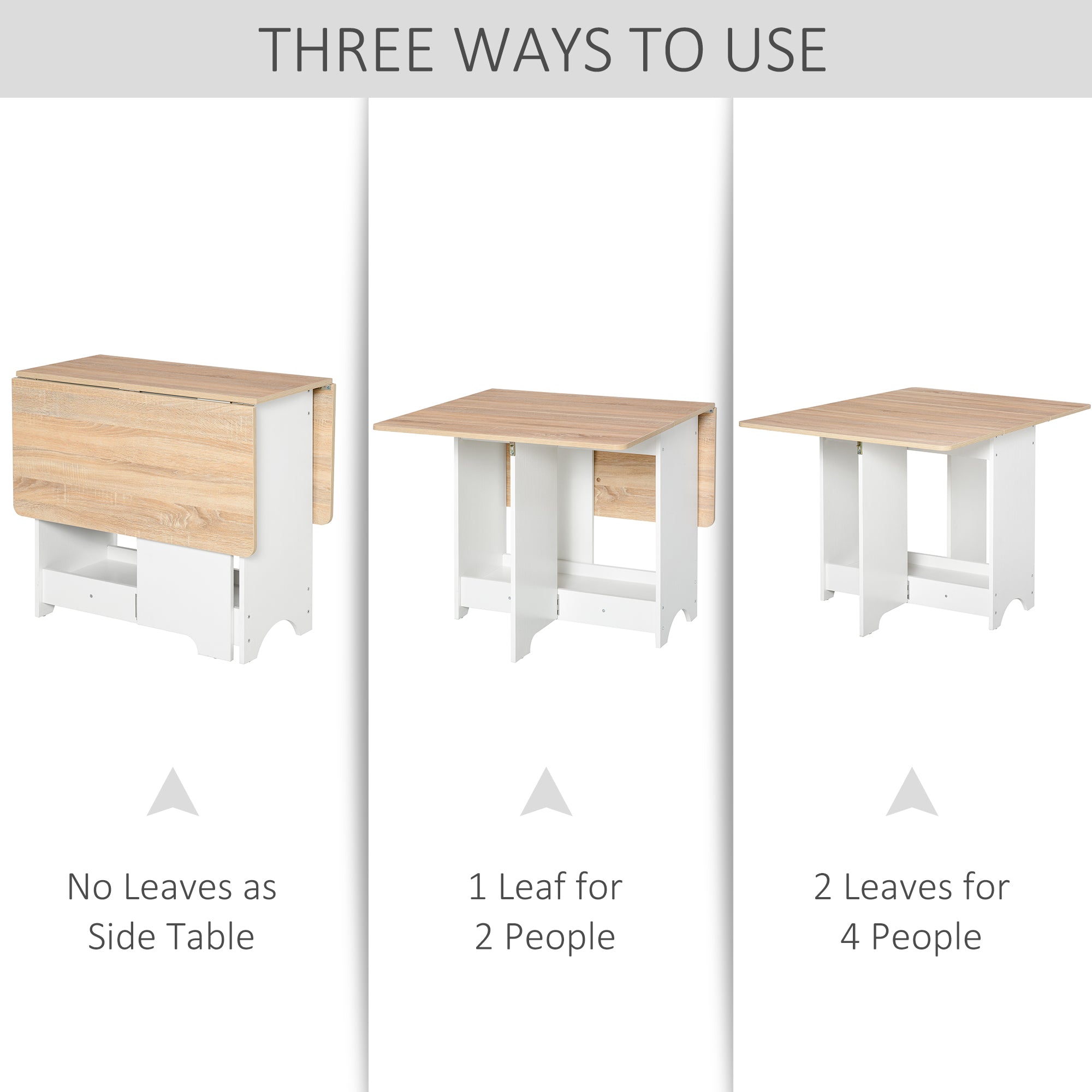 HOMCOM Foldable Dining Table Drop-Leaf Folding Desk Side Console with Storage Shelf for Kitchen,Dining Room 