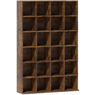 HOMCOM CD Storage Unit with Adjustable Shelves, 89 x 130.5 cm, Rustic Brown 