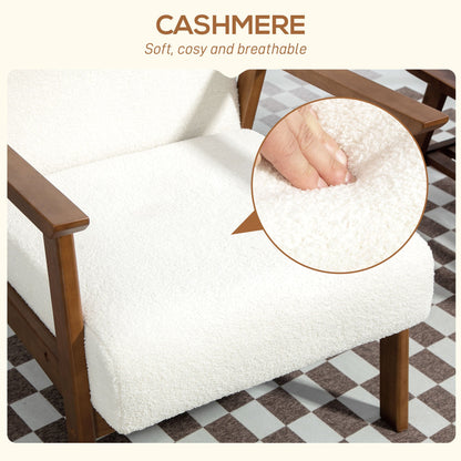 HOMCOM Boucle Seat Mid Century Accent Chair - White 