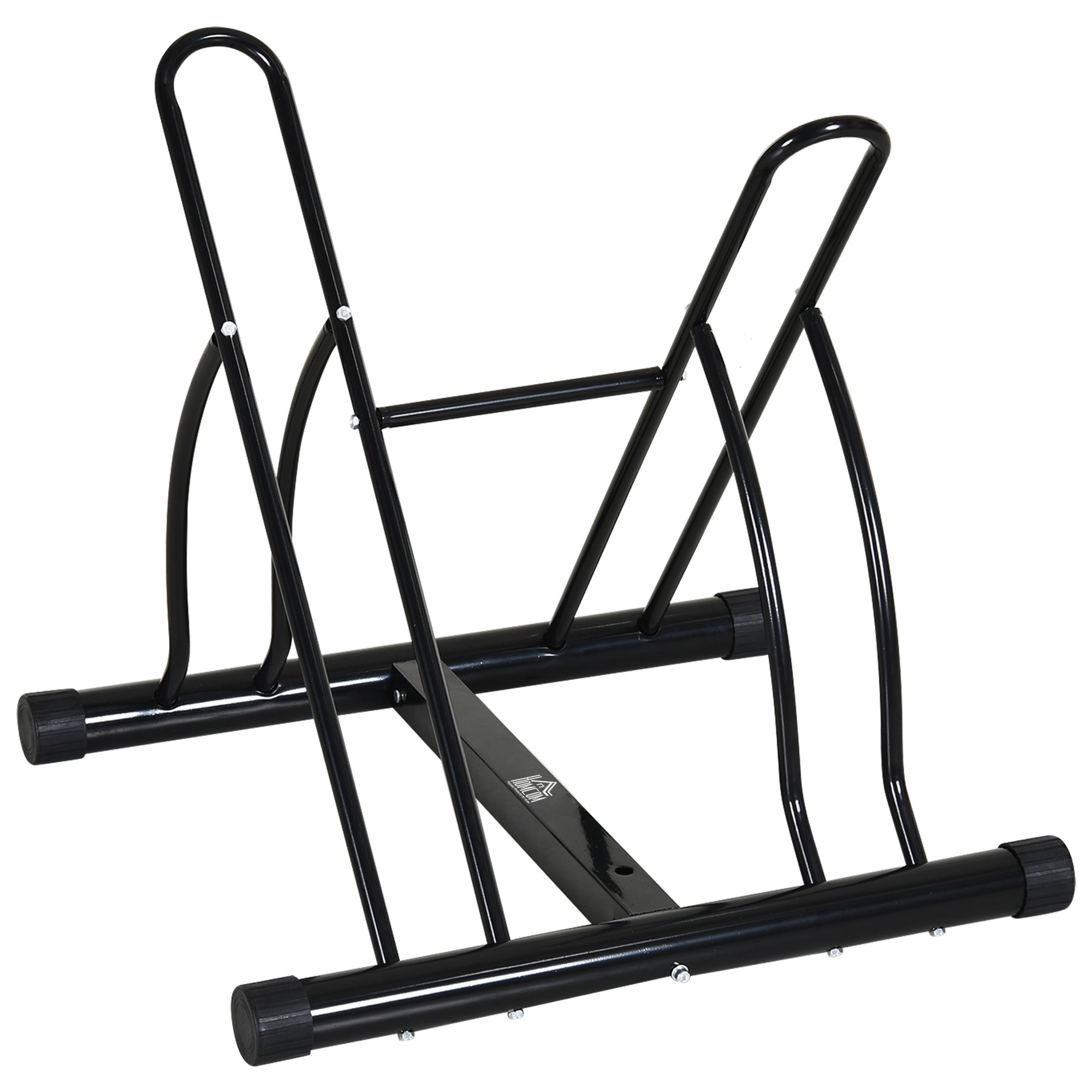 HOMCOM 2 Bike Floor Parking Stand Rack Indoor Outdoor Ground Reversible - Black 