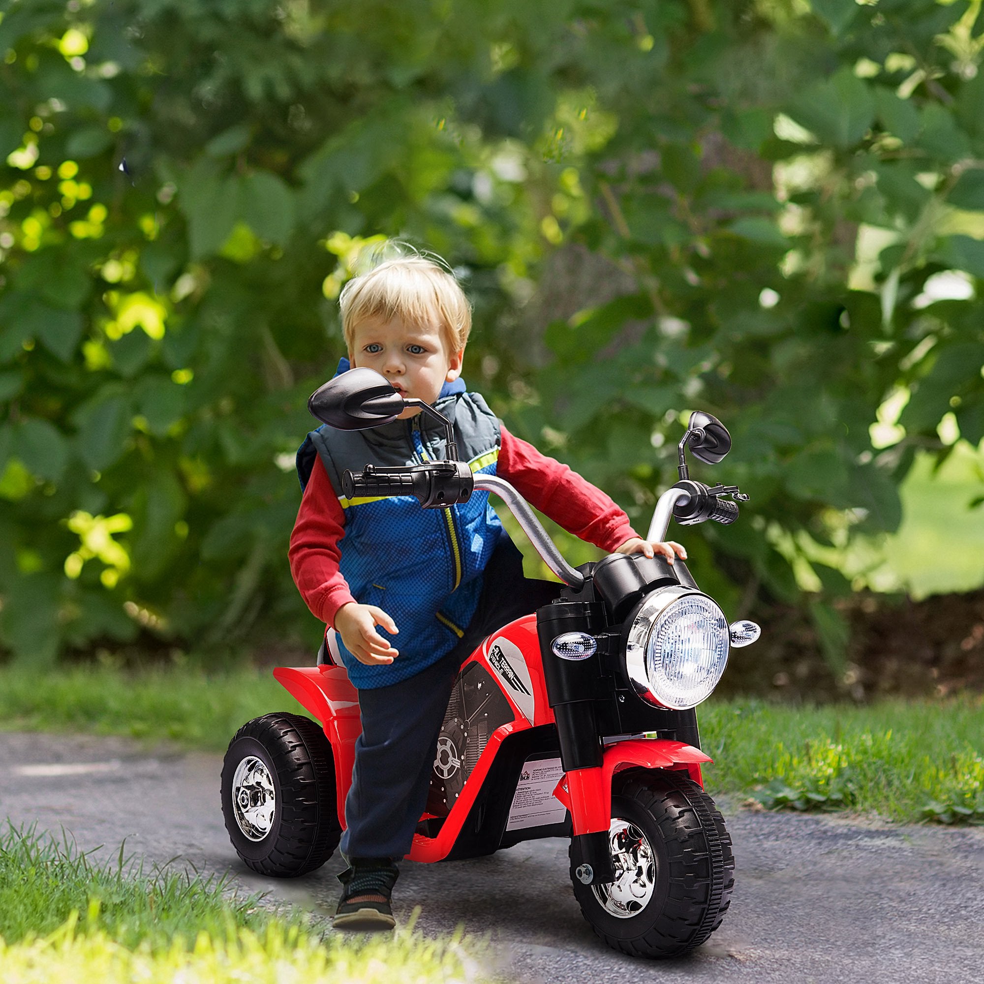 HOMCOM 6V Kids Electric Motorbike 3 Wheels Ride On Toy with Horn Headlights Realistic Sounds for Girl Boy 18 - 36 Months Red 