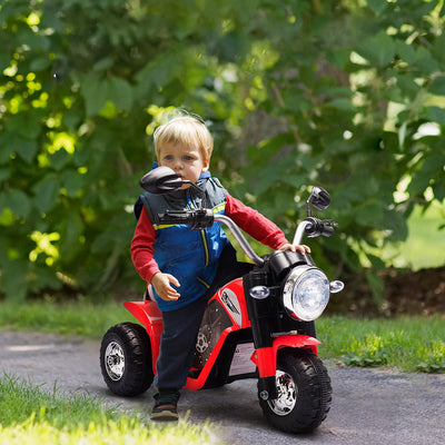 HOMCOM 6V Kids Electric Motorbike 3 Wheels Ride On Toy with Horn Headlights Realistic Sounds for Girl Boy 18 - 36 Months Red 