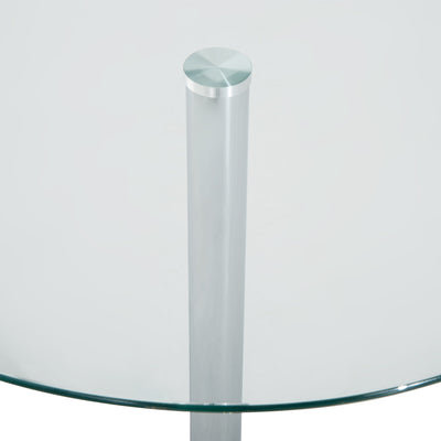 HOMCOM Round Dining Table, Modern Dining Room Table with Tempered Glass Top, Steel Base, Space Saving Small Bar Table 