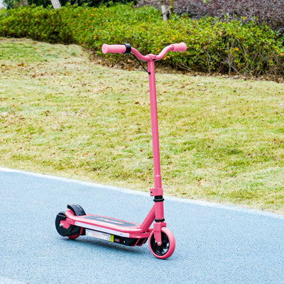 AIYAPLAY Electric Scooter for Ages 6-14, with Colourful Light and Electric Brake, Electric Scooter E Scooter, Up to 10 KM/H & 8 KM, Pink 
