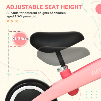 AIYAPLAY Baby Balance Bike, with Adjustable Seat, for 1.5-3 Years - Pink 