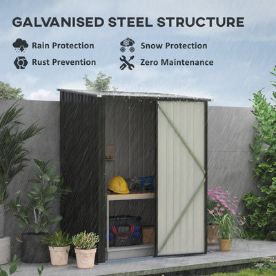 Outsunny 5.3 x 3.1ft Corrugated Steel Garden Shed - Black 