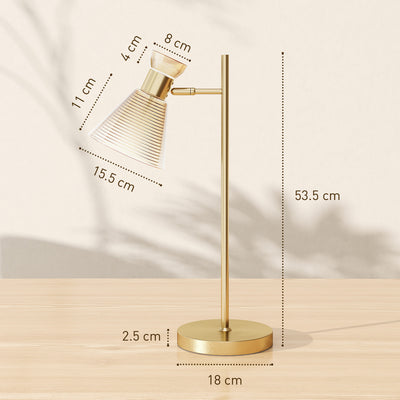 HOMCOM Modern Table Lamp, Bedside Lamp with Adjustable Flower-Shaped Head and E27 Socket for Living Room Bedroom Study, Bulb Not Included, Gold Tone 