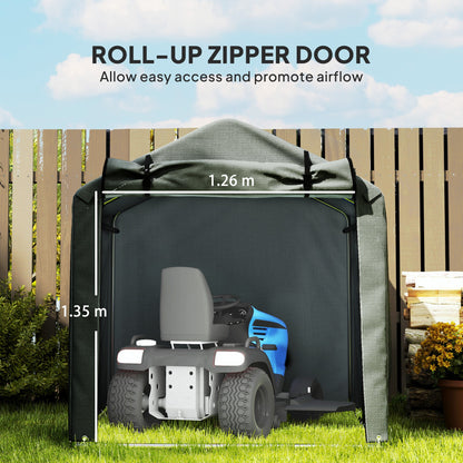 Outsunny 2.2 x 1.6 m Garden Storage Tent, Waterproof Anti-UV Bike Tent with Roll-up Zipper Door, Galvanised Outdoor Storage Shelter Carport for Bike, Motorbike, Garden Tools, Dark Grey 