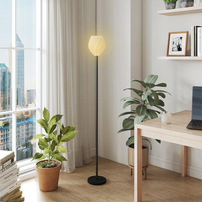 HOMCOM Flower Floor Lamp for Living Room, 3D Printed Modern Standing Lamp with Rose Shade, 3 Colour Temperature & Foot Switch, Minimalist Tall Pole Lampshade for Bedroom, Office, White