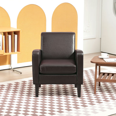 HOMCOM Faux Leather Simple Armchair - Brown 
