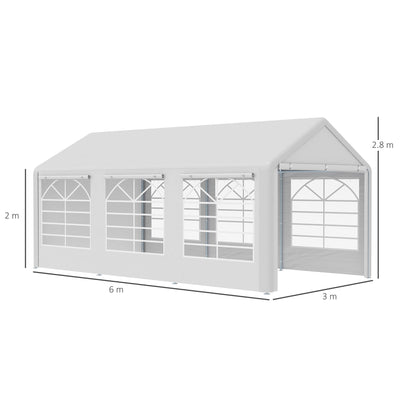 Outsunny 6 x 3(m) Garden Gazebo Marquee Party Tent Wedding Portable Garage Carport shelter Car Canopy Outdoor Heavy Duty Steel Frame Waterproof Rot Resistant 
