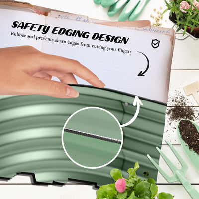Outsunny Galvanised Raised Garden Bed, Metal Planter Box with Safety Edging, for Flowers, Herbs, Succulents, Pack of 2, Green 